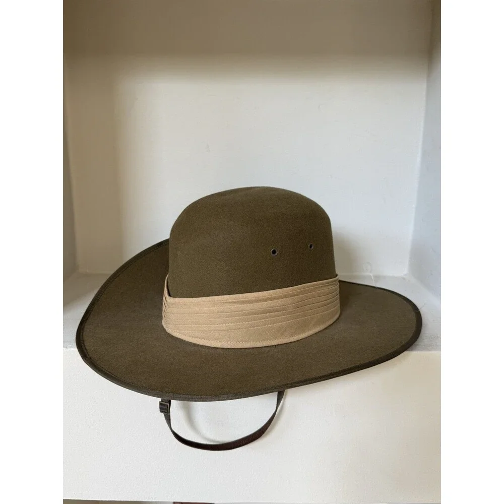 Akubra Aussie Slouch Hat 1601 Sz. 7 Superfine Pure Fur Australian Military Khaki